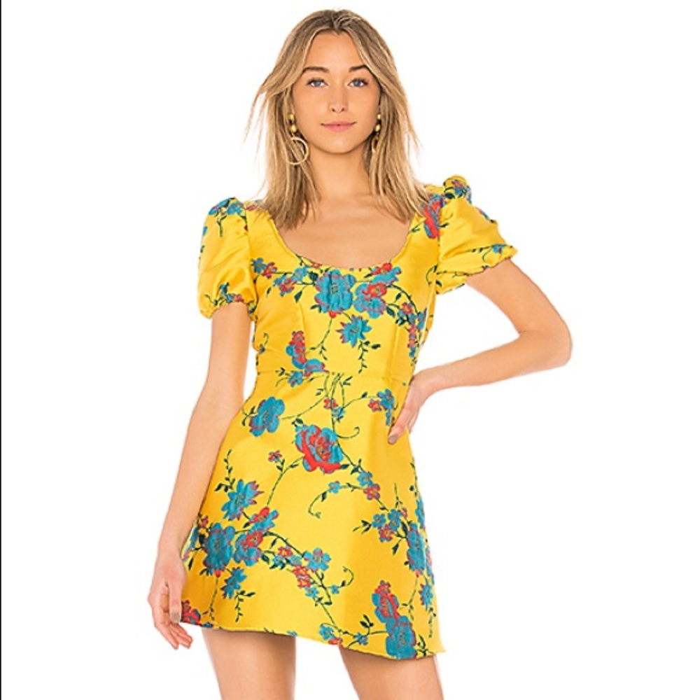 LPA floral jacquard dress yellow 697 XS